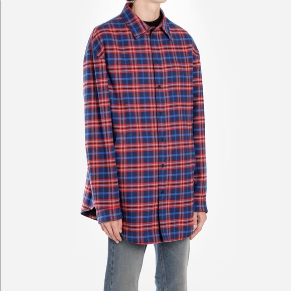 🔥 BALENCIAGA UNISEX MULTICOLOR CHECKED FLAP shirt - Picture 5 of 8